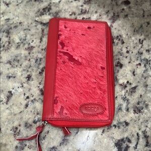 Red Women's Wallet Rocai  large zip bifold  hot red high end